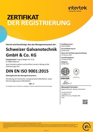 Vorschau des ISO-9001-Zertifikats